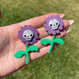 Skull Flowers | Purple | Hypoallergenic Acrylic Statement Earrings