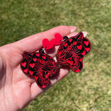 Black and Red Heart Panther Heads - Earrings