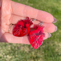 Red Anatomical Heart Earrings