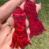 Large Happy Red Squid Earrings