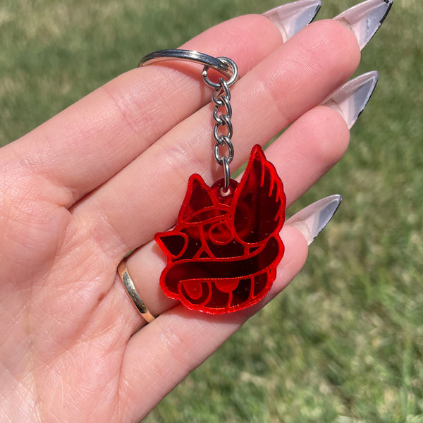 CLEARANCE - Mirrored Red Flying Shell Keychain