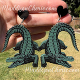 Big Green Crocodile Earrings