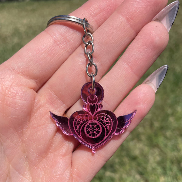 CLEARANCE - Mirrored Pink Sailor Moon Keychain