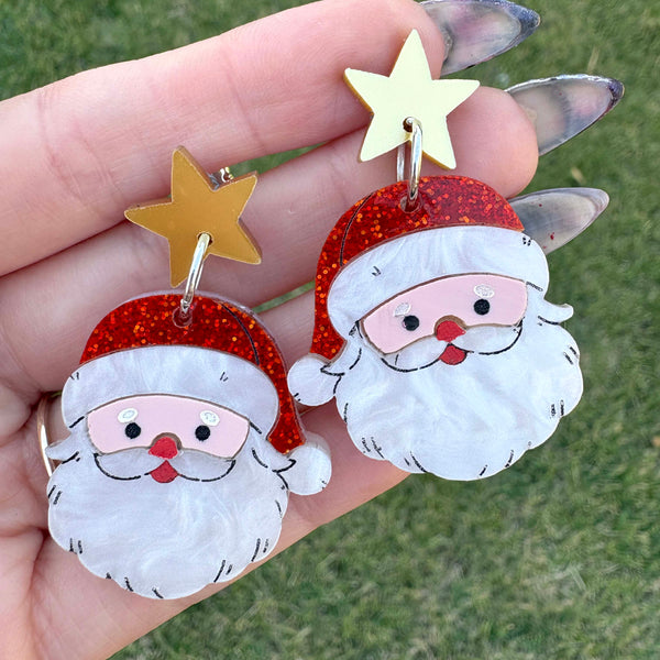 Santa Earrings | Acrylic Statement Earrings | Hypoallergenic Earrings