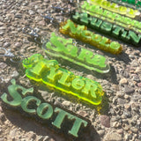 Custom Name Keychain, Acrylic Tag, Personalized Name Clip, Backpack Keychain - Green Ogre Font