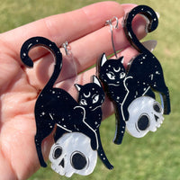 Witchy Cat Earrings | Acrylic Statement Earrings | Hypoallergenic Earrings