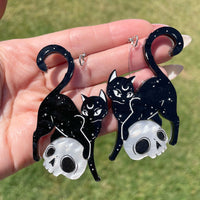 Witchy Cat Earrings | Acrylic Statement Earrings | Hypoallergenic Earrings