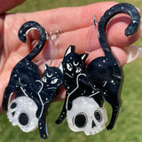 Witchy Cat Earrings | Acrylic Statement Earrings | Hypoallergenic Earrings