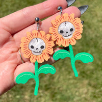 Skull Flower - Dangle Earrings