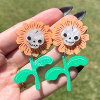 Skull Flower - Stud Earrings