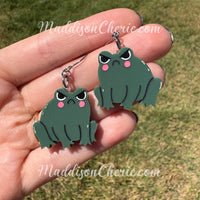 Small Grumpy Frog Earrings