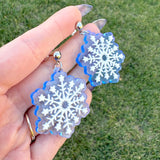 3D Snowflake Earrings | Acrylic Statement Earrings | Hypoallergenic Earrings