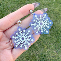 3D Snowflake Earrings | Acrylic Statement Earrings | Hypoallergenic Earrings