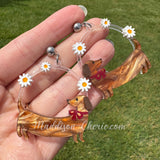 Dachshund Daisy Hoop Earrings | Acrylic Earrings | Large Statement Earrings | Hypoallergenic Jewelry