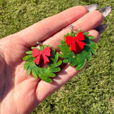 Christmas Wreath with Bow Earrings | Acrylic Statement Earrings | Hypoallergenic Earrings