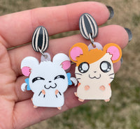 Bijou and Hamtaro Earrings - With Sunflower Seed Posts