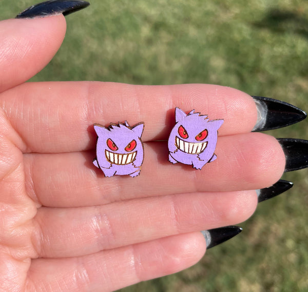 Cute Purple Ghost Stud Earrings - 2 sizes!
