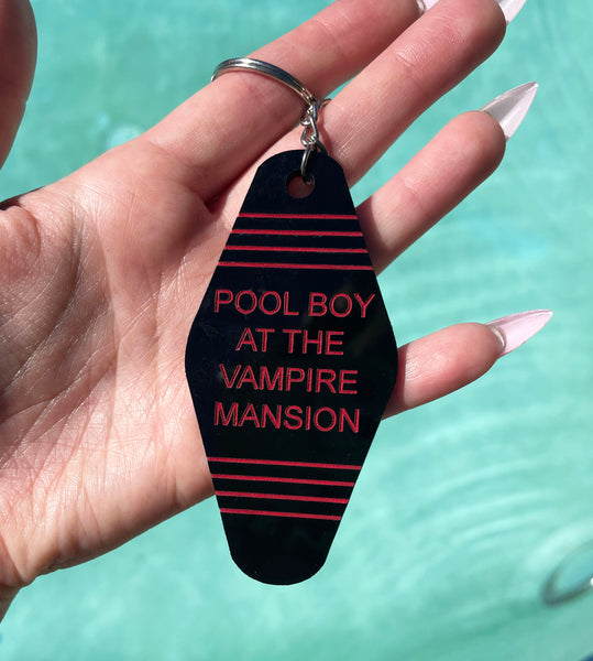 Pool Boy at the Vampire Mansion - Hotel Style Keychain