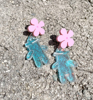 Bubble Buddy with Hat - Flower Stud Earrings