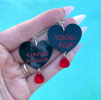 Vampire Mansion Pool Boy - Black- Earrings