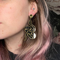 Black and Gold Celestial Snake Studs