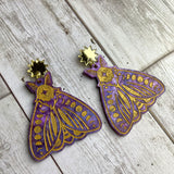 Purple Celestial Moth Earrings