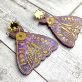 Purple Celestial Moth Earrings