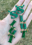 SLUT Dark Green Glitter Earrings