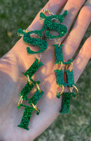 SLUT Dark Green Glitter Earrings