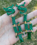 SLUT Dark Green Glitter Earrings