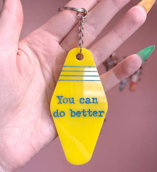 CLEARANCE - Yellow Do Better Hotel Keychain