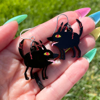 Fire Wolf Pup Dangle Earrings