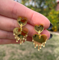 Shiny Gold Melty Heart Earrings