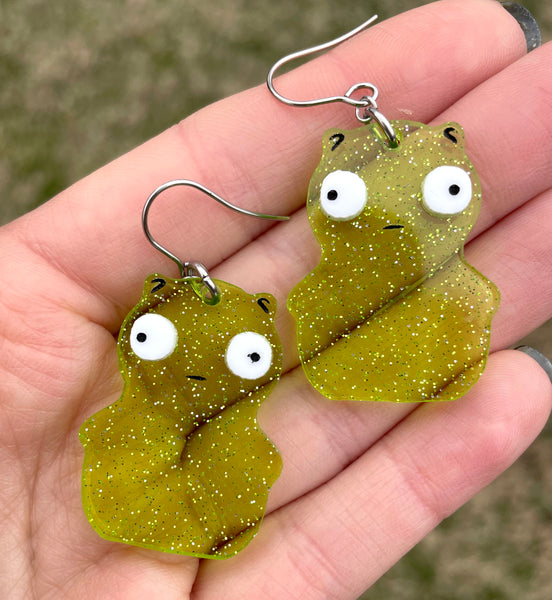 Glitter Green Toy - Dangle Earrings