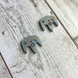 N64 Controller Stud Earrings - Light Grey