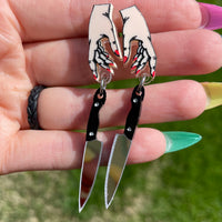 Hand with Knife Earrings