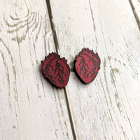 Red Anatomical Heart Stud Earrings - 2 sizes!