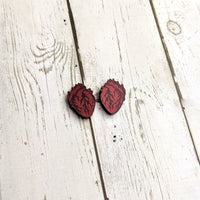 Red Anatomical Heart Stud Earrings - 2 sizes!