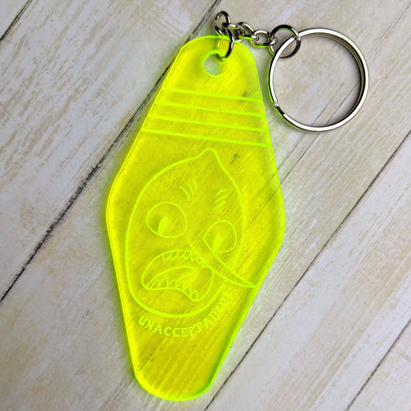 Neon Yellow Lemongrab Unacceptable Hotel Keychain