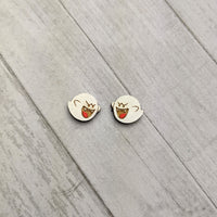 Boo Ghost - Painted Wood Earrings - 2 sizes!
