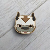 Sky Bison Hand Painted Wood Pin OR Keychain