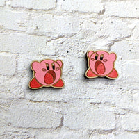 Pink Sucker Hand Painted Wood Stud Earrings -  2 sizes!