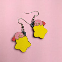 Pink Star Rider - Hand Painted Dangle Earrings