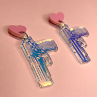 Iridescent Gun Earrings