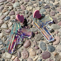 Iridescent Gun Earrings