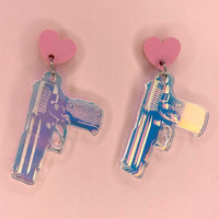 Iridescent Gun Earrings