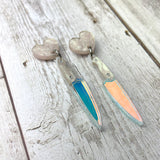 Iridescent Heart Knife Dangle Earrings