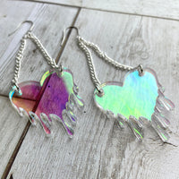 Iridescent Melty Heart Dangle Earrings