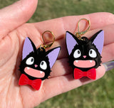 Black Cat with Bow - Earrings