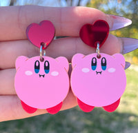 Pink Round Boi Heart Studs